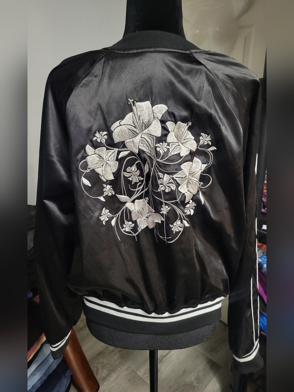 26 International Large "Ashley" Downtown Collection Satin Bomber Jacket